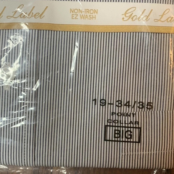 Roundtree Yorke Non-Iron Shirt Navy Stripe Size 19 NWT - Picture 5 of 7